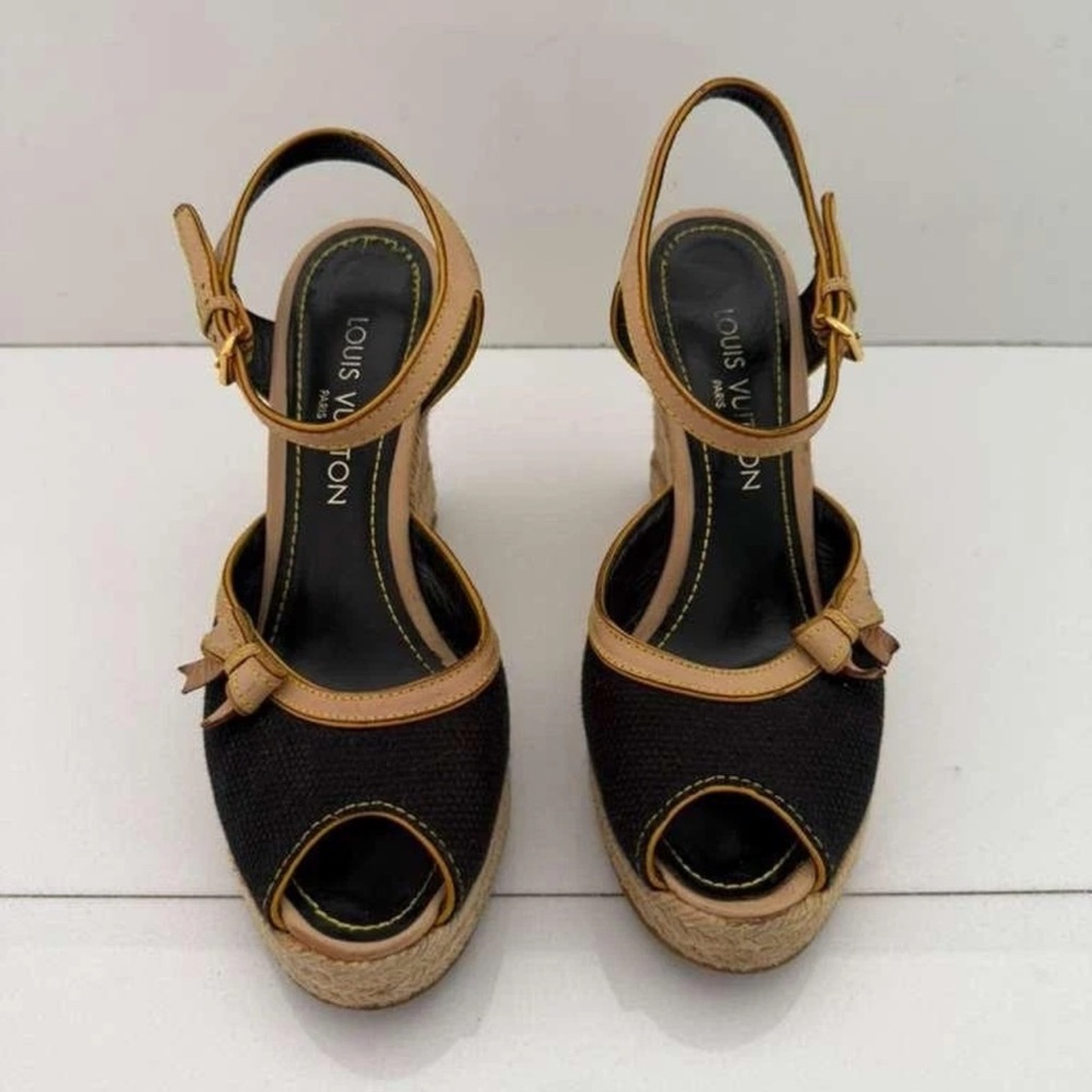 Louis Vuitton Isola Canvas Wedge Espadrilles Sandals FR38.5 US8 $1030 - Picture 7 of 15